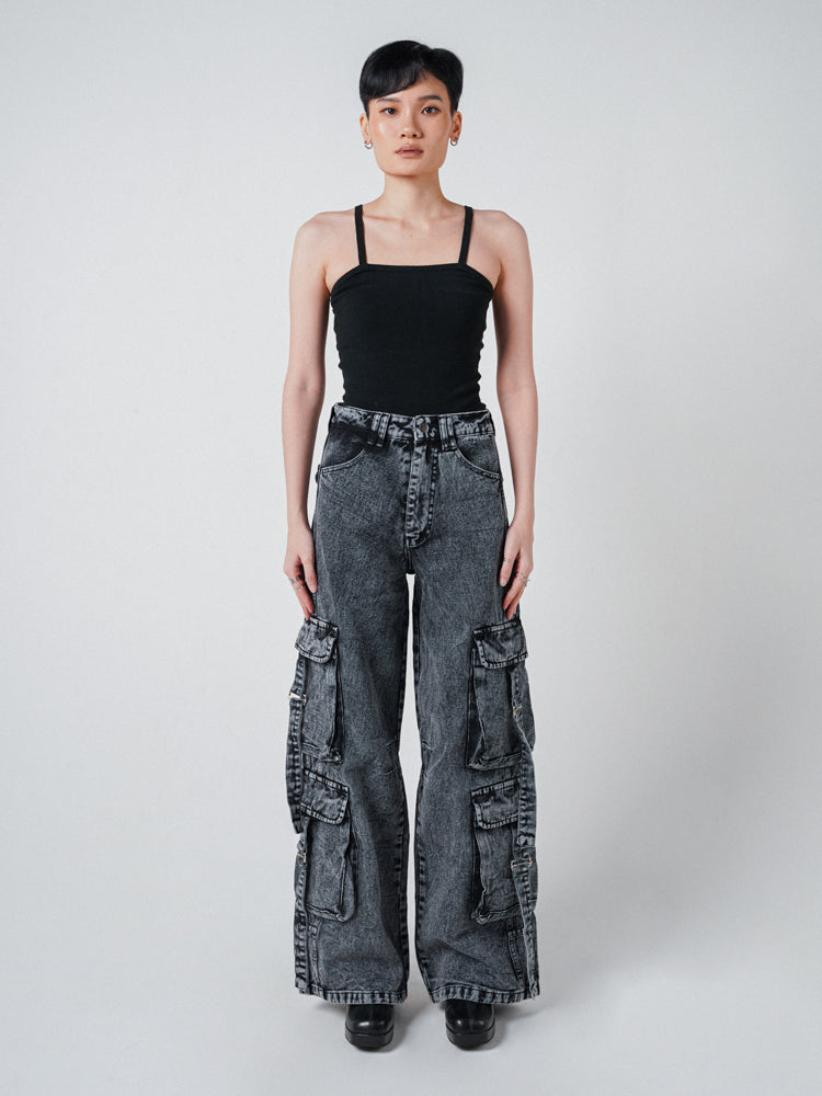 Cross Denim Wide Pants