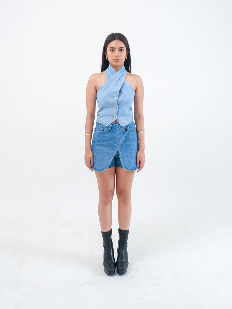 CLOVE DENIM HALTER TOP