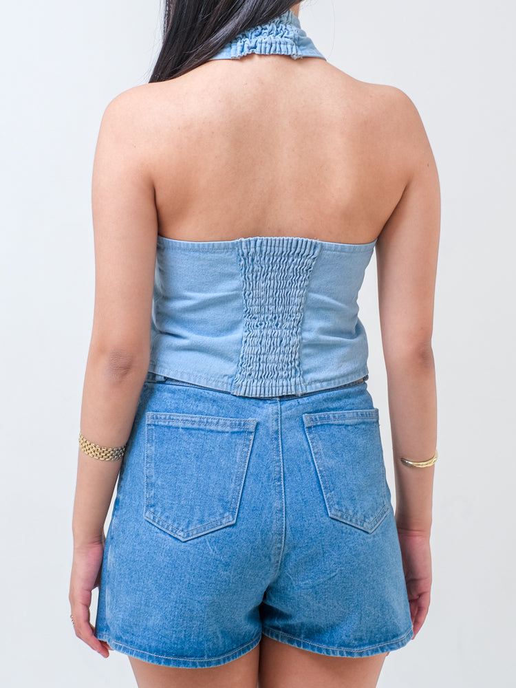 CLOVE DENIM HALTER TOP