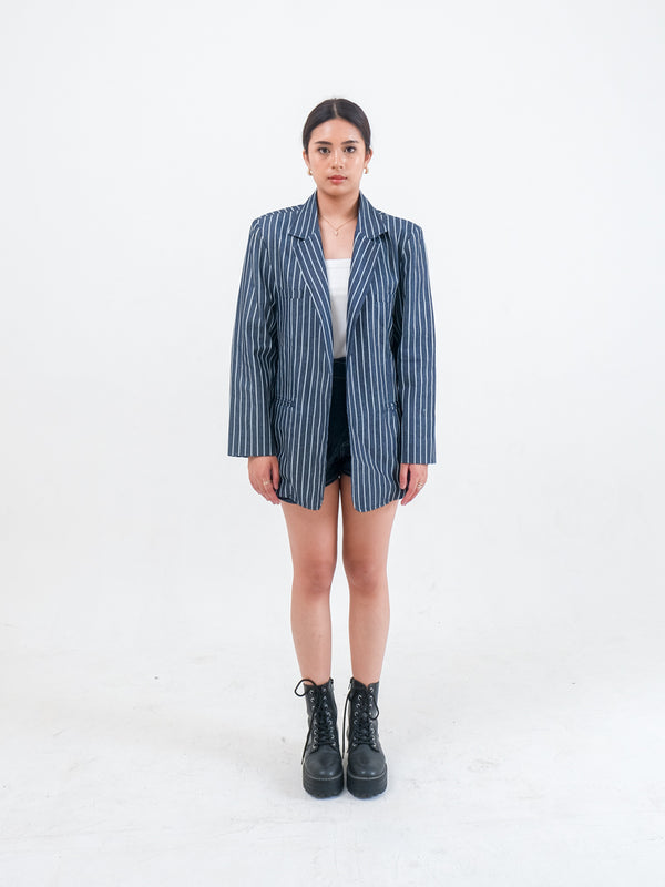 HARPER DENIM BLAZER STRIPE DENIM