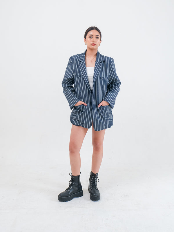 HARPER DENIM BLAZER STRIPE DENIM