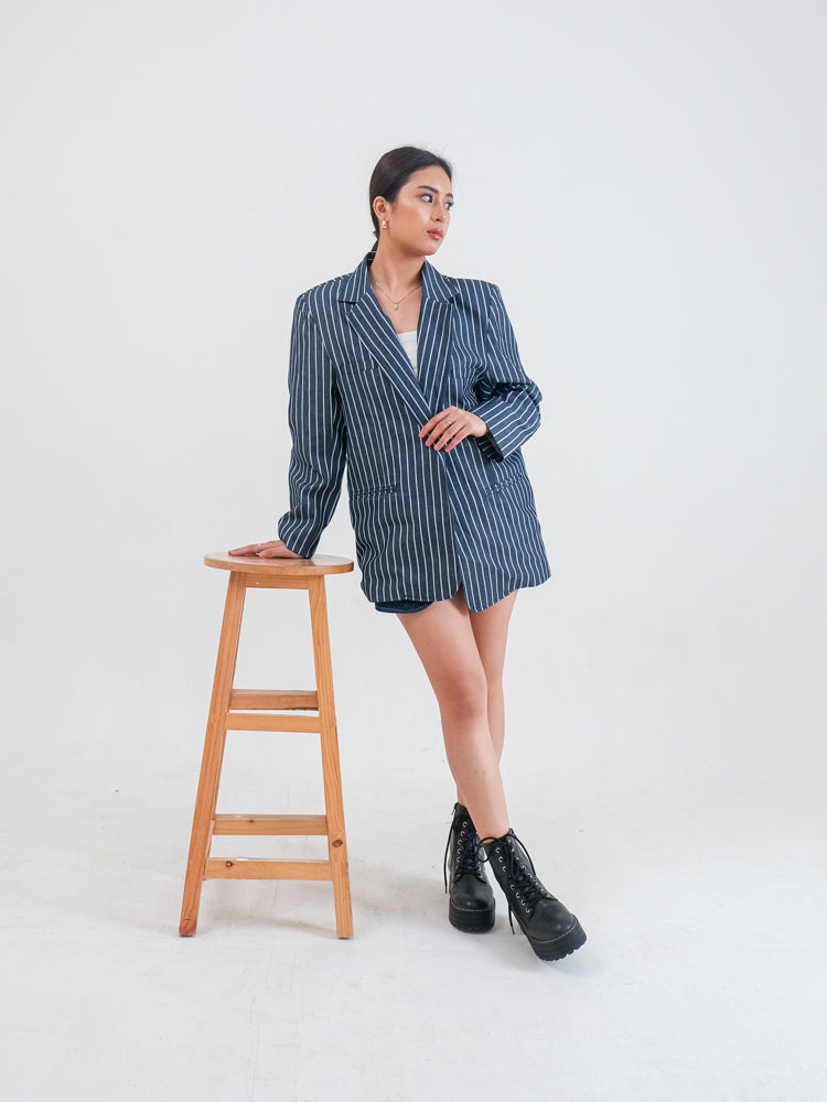 HARPER DENIM BLAZER STRIPE DENIM