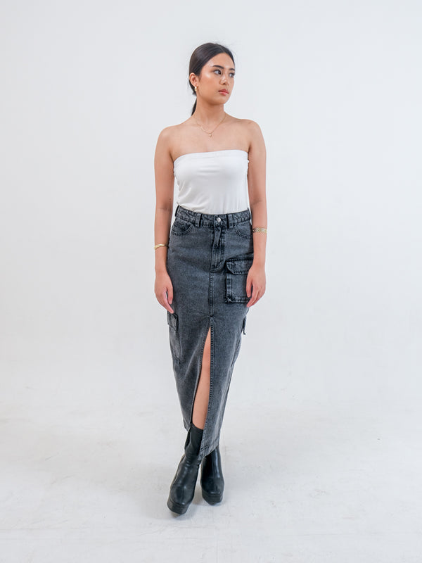 HAYDEN DENIM MAXI CARGO SKIRT