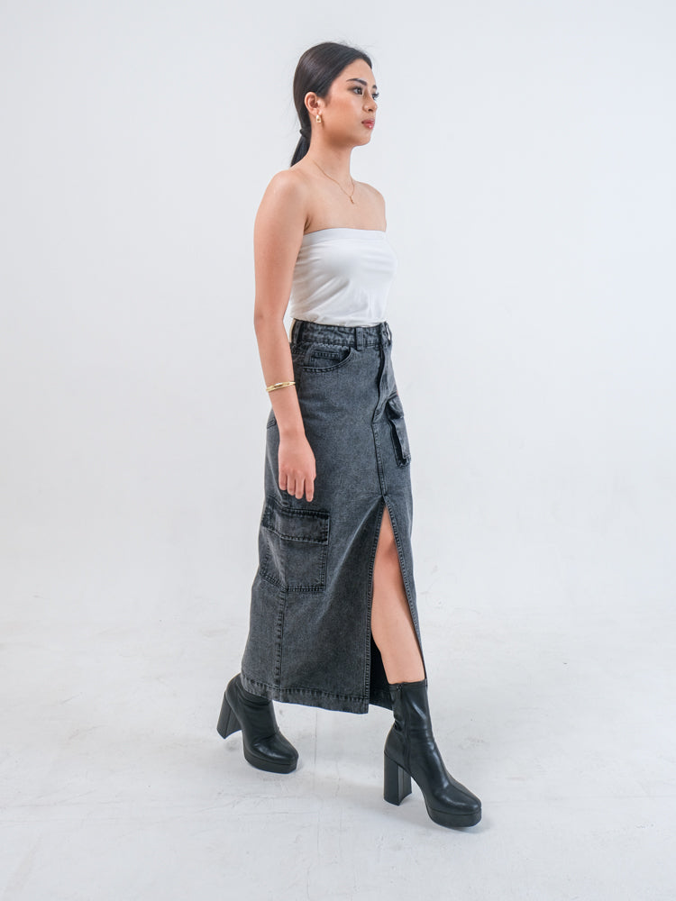 HAYDEN DENIM MAXI CARGO SKIRT