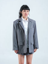 HARPER WOOL BLAZER GREY