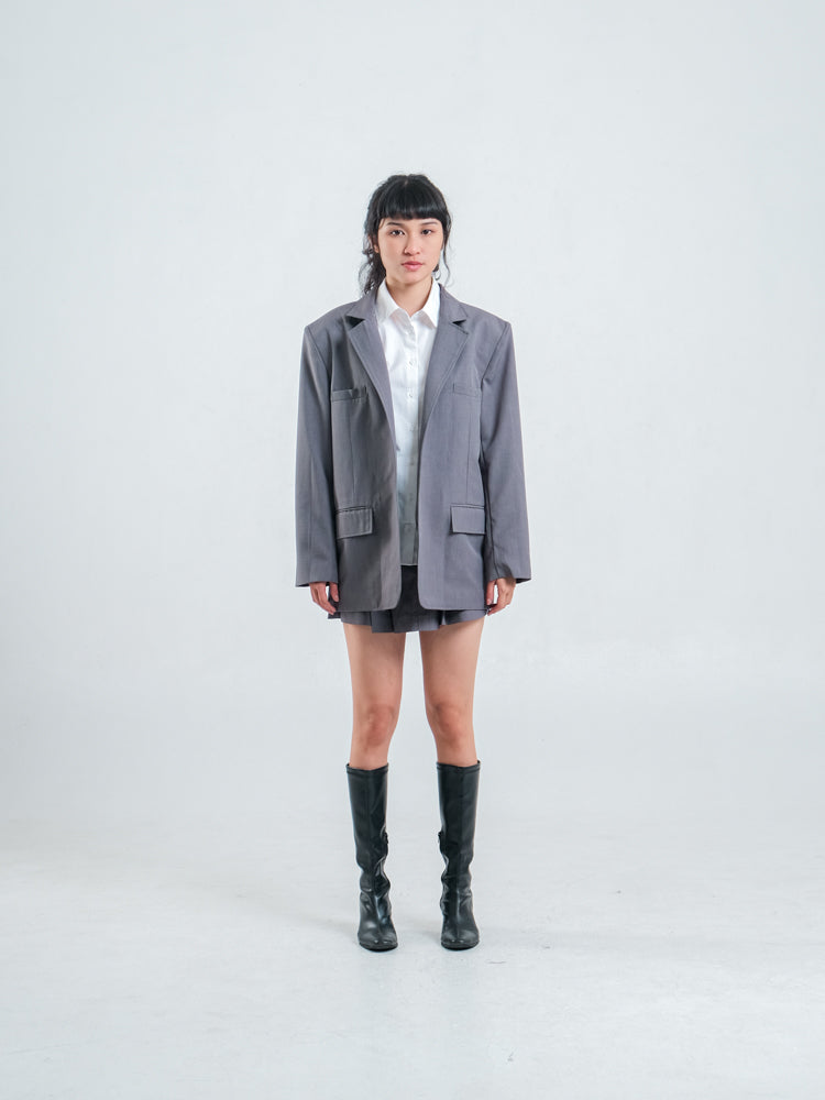 HARPER WOOL BLAZER GREY